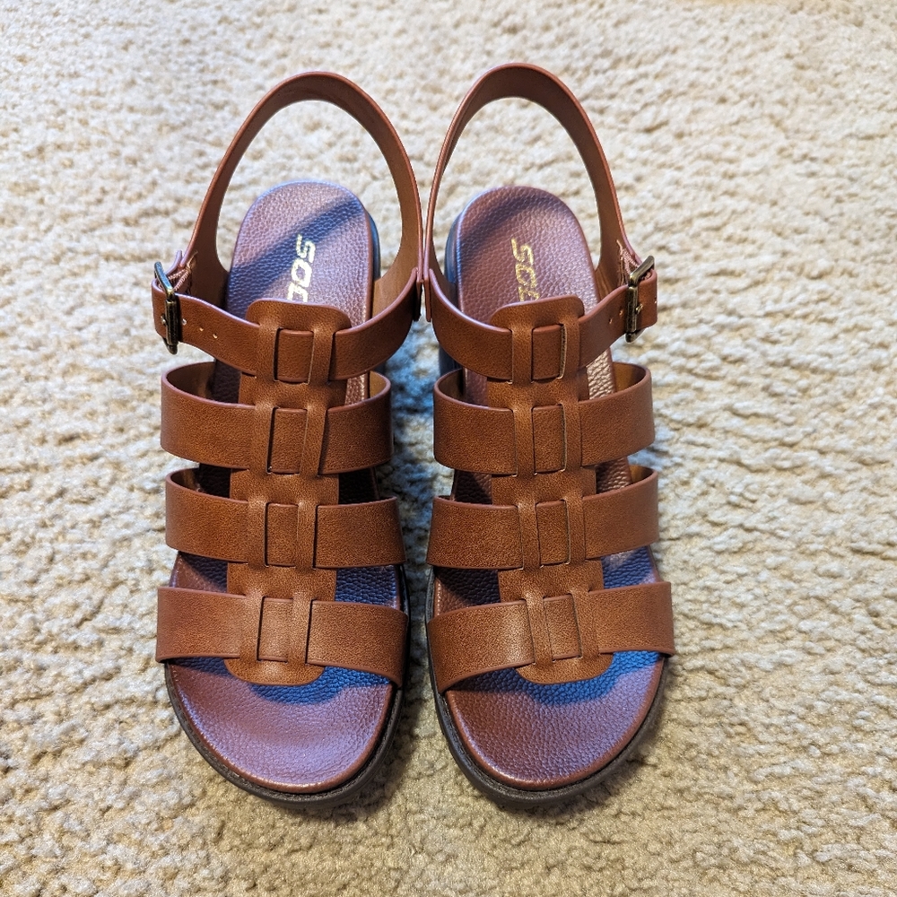 Soda Brown Strappy Gladiator Sandals